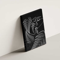 New Zealand Valentine's Day Canvas Wall Art Silver Fern and Line Art Love Couple LT03 - Polynesian Pride