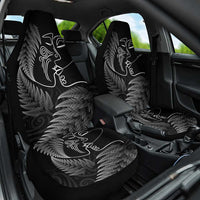 New Zealand Valentine's Day Car Seat Cover Silver Fern and Line Art Love Couple LT03 One Size Black - Polynesian Pride