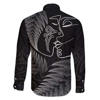 New Zealand Valentine's Day Family Matching Off Shoulder Short Dress and Hawaiian Shirt Silver Fern and Line Art Love Couple LT03 - Polynesian Pride