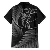 New Zealand Valentine's Day Family Matching Short Sleeve Bodycon Dress and Hawaiian Shirt Silver Fern and Line Art Love Couple LT03 - Polynesian Pride