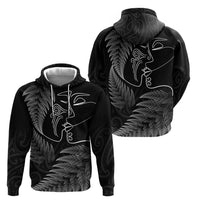 New Zealand Valentine's Day Hoodie Silver Fern and Line Art Love Couple LT03 - Polynesian Pride