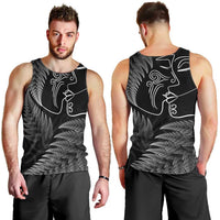New Zealand Valentine's Day Men Tank Top Silver Fern and Line Art Love Couple LT03 - Polynesian Pride