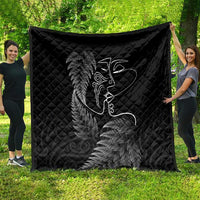New Zealand Valentine's Day Quilt Silver Fern and Line Art Love Couple LT03 - Polynesian Pride
