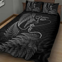 New Zealand Valentine's Day Quilt Bed Set Silver Fern and Line Art Love Couple LT03 - Polynesian Pride