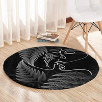 New Zealand Valentine's Day Round Carpet Silver Fern and Line Art Love Couple LT03 - Polynesian Pride