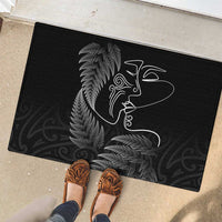 New Zealand Valentine's Day Rubber Doormat Silver Fern and Line Art Love Couple LT03 - Polynesian Pride