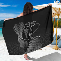 New Zealand Valentine's Day Sarong Silver Fern and Line Art Love Couple LT03 One Size 44 x 66 inches Black - Polynesian Pride