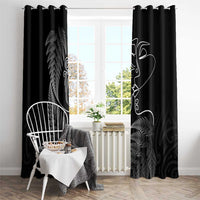 New Zealand Valentine's Day Window Curtain Silver Fern and Line Art Love Couple LT03 - Polynesian Pride