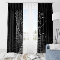 New Zealand Valentine's Day Window Curtain Silver Fern and Line Art Love Couple LT03 - Polynesian Pride