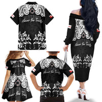 Aotearoa Waitangi Day - Toitu Te Tiriti Family Matching Off The Shoulder Long Sleeve Dress and Hawaiian Shirt New Zealand Honour the Treaty LT03 - Polynesian Pride