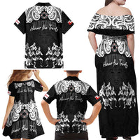 Aotearoa Waitangi Day - Toitu Te Tiriti Family Matching Off Shoulder Maxi Dress and Hawaiian Shirt New Zealand Honour the Treaty LT03 - Polynesian Pride