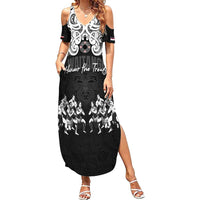 Aotearoa Waitangi Day - Toitu Te Tiriti Family Matching Summer Maxi Dress and Hawaiian Shirt New Zealand Honour the Treaty LT03 Mom's Dress Black - Polynesian Pride