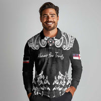 Aotearoa Waitangi Day - Toitu Te Tiriti Long Sleeve Polo Shirt New Zealand Honour the Treaty LT03 - Polynesian Pride