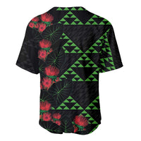Hawaiian Green Kakau Art Tattoo-Ohia Lehua and Taro Leaves Baseball Jersey LT03 - Polynesian Pride
