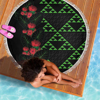 Hawaiian Green Kakau Art Tattoo-Ohia Lehua and Taro Leaves Beach Blanket LT03 - Polynesian Pride