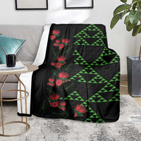 Hawaiian Green Kakau Art Tattoo-Ohia Lehua and Taro Leaves Blanket LT03 - Polynesian Pride