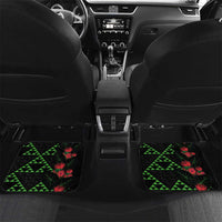 Hawaiian Green Kakau Art Tattoo-Ohia Lehua and Taro Leaves Car Mats LT03 Set 2pcs - Back Black-Green - Polynesian Pride