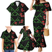 Hawaiian Green Kakau Art Tattoo-Ohia Lehua and Taro Leaves Family Matching Mermaid Dress and Hawaiian Shirt LT03 - Polynesian Pride