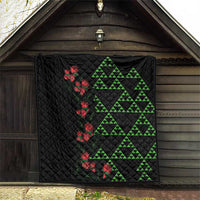 Hawaiian Green Kakau Art Tattoo-Ohia Lehua and Taro Leaves Quilt LT03 - Polynesian Pride