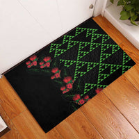 Hawaiian Green Kakau Art Tattoo-Ohia Lehua and Taro Leaves Rubber Doormat LT03 - Polynesian Pride