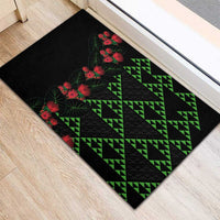 Hawaiian Green Kakau Art Tattoo-Ohia Lehua and Taro Leaves Rubber Doormat LT03 - Polynesian Pride