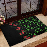 Hawaiian Green Kakau Art Tattoo-Ohia Lehua and Taro Leaves Rubber Doormat LT03 - Polynesian Pride