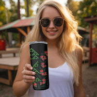Hawaiian Green Kakau Art Tattoo-Ohia Lehua and Taro Leaves Skinny Tumbler LT03 - Polynesian Pride