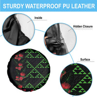 Hawaiian Green Kakau Art Tattoo-Ohia Lehua and Taro Leaves Spare Tire Cover LT03 - Polynesian Pride