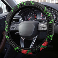 Hawaiian Green Kakau Art Tattoo-Ohia Lehua and Taro Leaves Steering Wheel Cover LT03 - Polynesian Pride