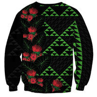 Hawaiian Green Kakau Art Tattoo-Ohia Lehua and Taro Leaves Sweatshirt LT03 - Polynesian Pride