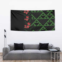 Hawaiian Green Kakau Art Tattoo-Ohia Lehua and Taro Leaves Tapestry LT03 - Polynesian Pride