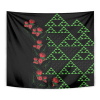 Hawaiian Green Kakau Art Tattoo-Ohia Lehua and Taro Leaves Tapestry LT03 - Polynesian Pride
