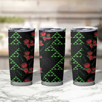 Hawaiian Green Kakau Art Tattoo-Ohia Lehua and Taro Leaves Tumbler Cup LT03 - Polynesian Pride