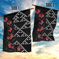 Hawaiian White Kakau Art Tattoo-Ohia Lehua and Taro Leaves Garden Flag LT03 - Polynesian Pride
