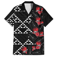 Hawaiian White Kakau Art Tattoo-Ohia Lehua and Taro Leaves Hawaiian Shirt LT03 Black-White - Polynesian Pride