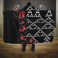 Hawaiian White Kakau Art Tattoo-Ohia Lehua and Taro Leaves Hooded Blanket LT03 - Polynesian Pride