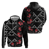 Hawaiian White Kakau Art Tattoo-Ohia Lehua and Taro Leaves Hoodie LT03 - Polynesian Pride
