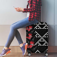 Hawaiian White Kakau Art Tattoo-Ohia Lehua and Taro Leaves Luggage Cover LT03 - Polynesian Pride