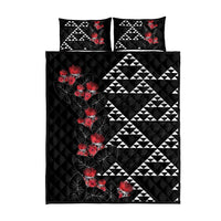Hawaiian White Kakau Art Tattoo-Ohia Lehua and Taro Leaves Quilt Bed Set LT03 - Polynesian Pride