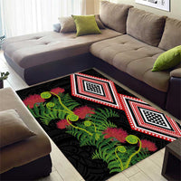 Aotearoa Tukutuku Motif Area Rug Pohutukawa and Fern Leaves LT03 - Polynesian Pride