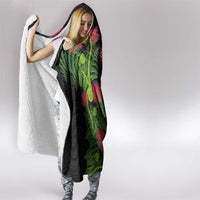 Aotearoa Tukutuku Motif Hooded Blanket Pohutukawa and Fern Leaves LT03 - Polynesian Pride