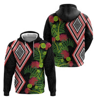 Aotearoa Tukutuku Motif Hoodie Pohutukawa and Fern Leaves LT03 - Polynesian Pride