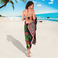 Aotearoa Tukutuku Motif Sarong Pohutukawa and Fern Leaves