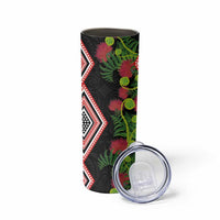 Aotearoa Tukutuku Motif Skinny Tumbler Pohutukawa and Fern Leaves LT03 - Polynesian Pride
