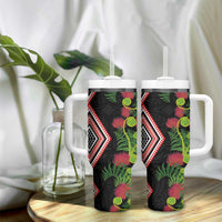 Aotearoa Tukutuku Motif Tumbler With Handle Pohutukawa and Fern Leaves LT03 - Polynesian Pride