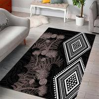 Aotearoa Tukutuku Motif Area Rug Pohutukawa and Fern Leaves Grayscale Color LT03 - Polynesian Pride