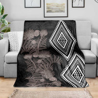 Aotearoa Tukutuku Motif Blanket Pohutukawa and Fern Leaves Grayscale Color LT03 - Polynesian Pride