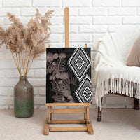 Aotearoa Tukutuku Motif Canvas Wall Art Pohutukawa and Fern Leaves Grayscale Color LT03 - Polynesian Pride