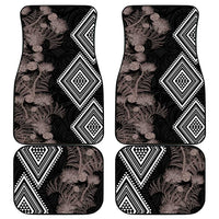 Aotearoa Tukutuku Motif Car Mats Pohutukawa and Fern Leaves Grayscale Color LT03 - Polynesian Pride