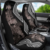 Aotearoa Tukutuku Motif Car Seat Cover Pohutukawa and Fern Leaves Grayscale Color LT03 - Polynesian Pride